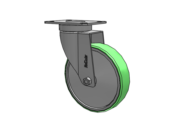 Stainless Steel Hospital Top Plate Swivel Caster with 5 x 1.25 Antimicrobial Rubber Wheel