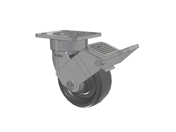 18 Series Top Plate Swivel Caster with 5 x 2 Grey Elastomer SE - Solid Elastomer Wheel and Face Brake