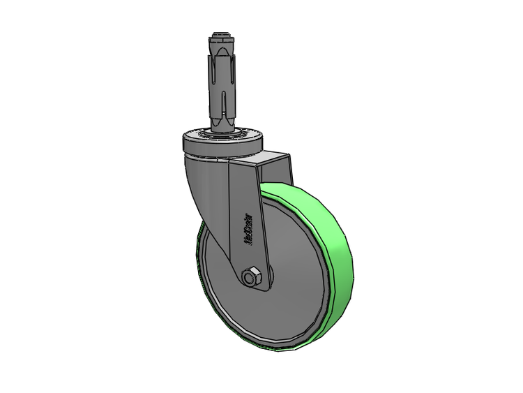 Stainless Steel Hospital Round Nylon Expanding Adapters Caster with 5 x 1.25 Antimicrobial Rubber Wheel