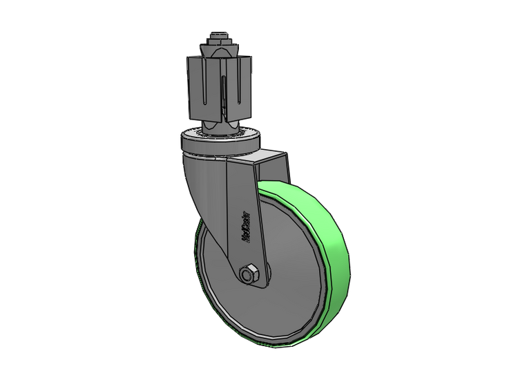 Stainless Steel Hospital Square Nylon Expanding Adapters Caster with 5 x 1.25 Antimicrobial Rubber Wheel