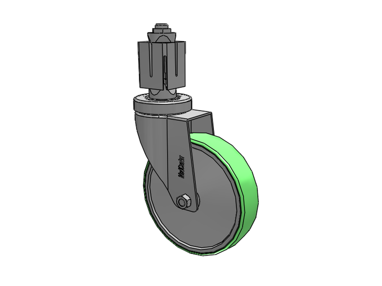 Stainless Steel Hospital Square Nylon Expanding Adapters Caster with 5 x 1.25 Antimicrobial Rubber Wheel