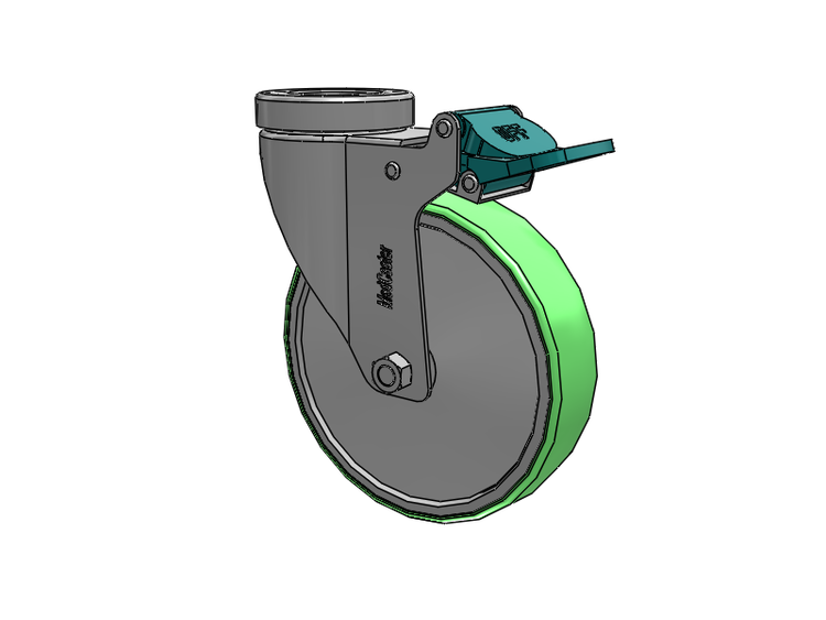 Stainless Steel Hospital Hollow Kingpin Swivel Caster with 5 x 1.25 Antimicrobial Rubber Wheel and Directional Lock Brake