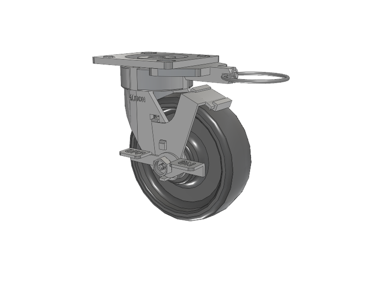 18 Series Top Plate Swivel Caster with 6 x 2 Grey Elastomer SE - Solid Elastomer Wheel and Face Brake