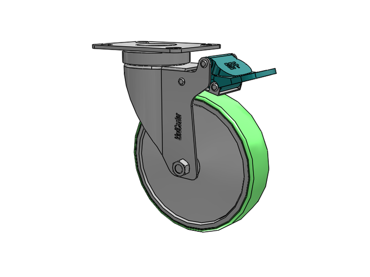Stainless Steel Hospital Top Plate Swivel Caster with 5 x 1.25 Antimicrobial Rubber Wheel and Directional Lock Brake
