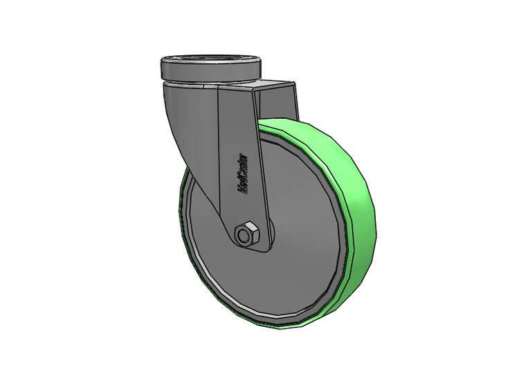 Stainless Steel Hospital Hollow Kingpin Swivel Caster with 5 x 1.25 Antimicrobial Rubber Wheel