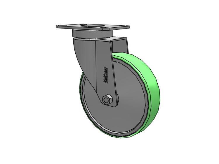 Stainless Steel Hospital Top Plate Swivel Caster with 5 x 1.25 Antimicrobial Rubber Wheel