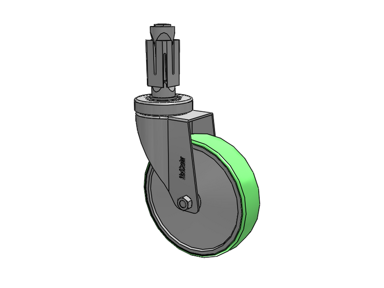 Stainless Steel Hospital Square Nylon Expanding Adapters Caster with 5 x 1.25 Antimicrobial Rubber Wheel