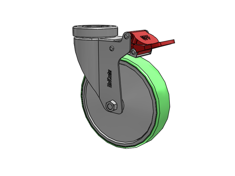 Stainless Steel Hospital Hollow Kingpin Swivel Caster with 5 x 1.25 Antimicrobial Rubber Wheel and Total Lock Brake