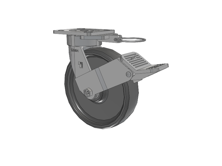 18 Series Top Plate Swivel Caster with 8 x 2 Grey Elastomer SE - Solid Elastomer Wheel and Face Brake
