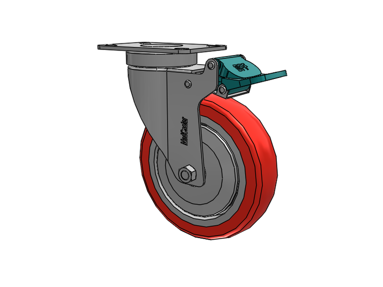 Stainless Steel Hospital Top Plate Swivel Caster with 5 x 1.25 High-Temp Thermal Rubber Wheel and Directional Lock Brake