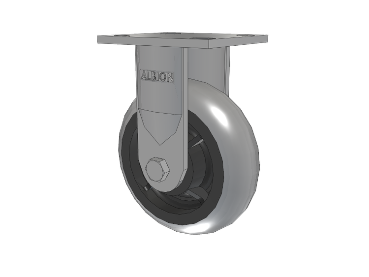 18 Series Top Plate Rigid Caster with 6 x 2 Grey Tread on Grey Core XP - X-treme Plus Solid Polyurethane Wheel