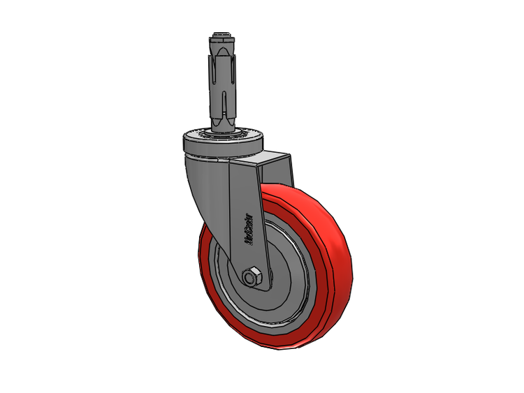 Stainless Steel Hospital Round Nylon Expanding Adapters Caster with 5 x 1.25 High-Temp Thermal Rubber Wheel
