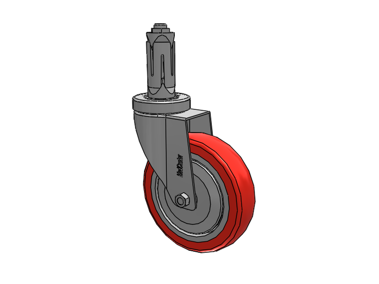 Stainless Steel Hospital Round Nylon Expanding Adapters Caster with 5 x 1.25 High-Temp Thermal Rubber Wheel