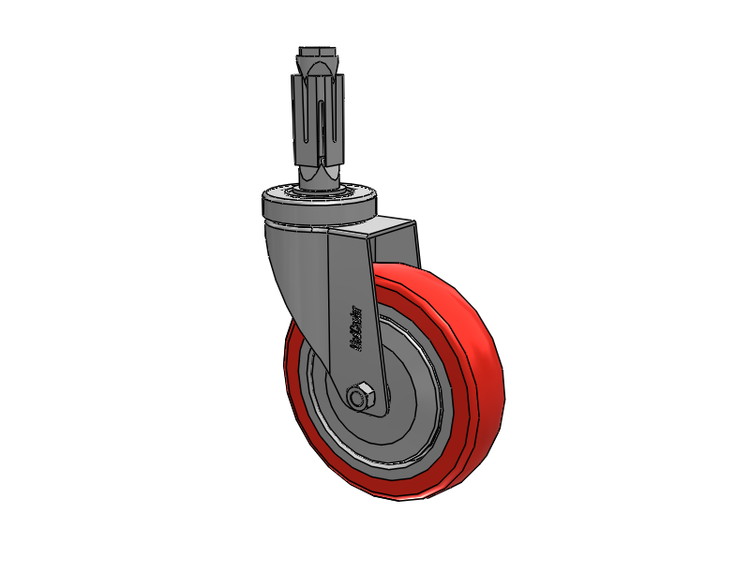 Stainless Steel Hospital Square Nylon Expanding Adapters Caster with 5 x 1.25 High-Temp Thermal Rubber Wheel