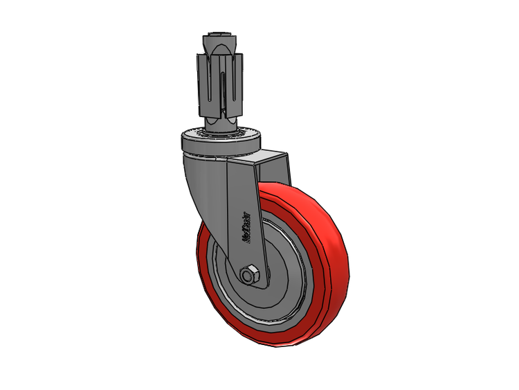 Stainless Steel Hospital Square Nylon Expanding Adapters Caster with 5 x 1.25 High-Temp Thermal Rubber Wheel