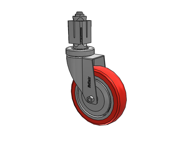 Stainless Steel Hospital Square Nylon Expanding Adapters Caster with 5 x 1.25 High-Temp Thermal Rubber Wheel