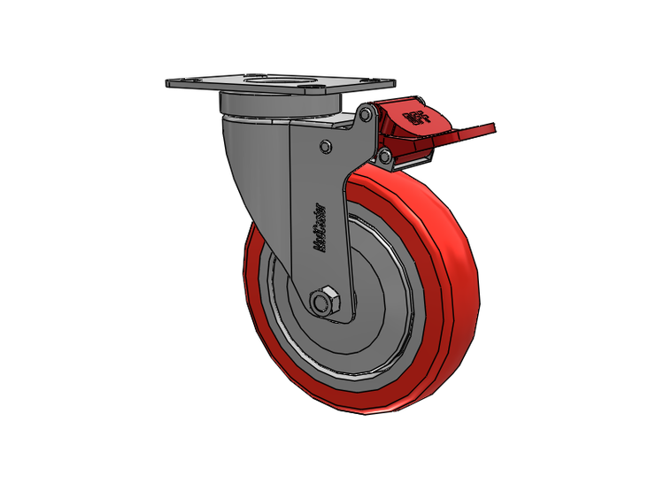 Stainless Steel Hospital Top Plate Swivel Caster with 5 x 1.25 High-Temp Thermal Rubber Wheel and Total Lock Brake