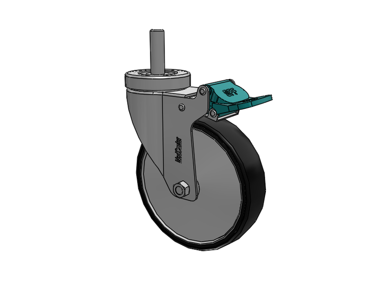 Stainless Steel Hospital Threaded Stem Caster with 5 x 1.25 Polyurethane TPU Wheel and Directional Lock Brake