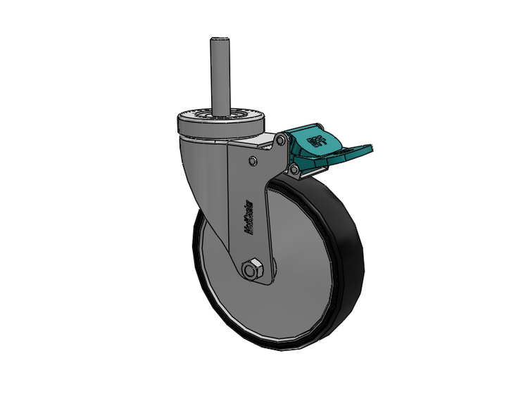 Stainless Steel Hospital Threaded Stem Caster with 5 x 1.25 Polyurethane TPU Wheel and Directional Lock Brake