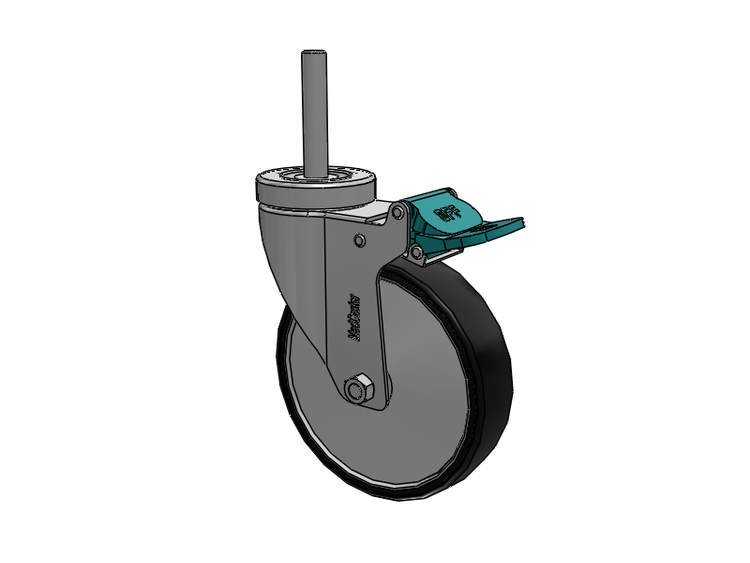 Stainless Steel Hospital Threaded Stem Caster with 5 x 1.25 Polyurethane TPU Wheel and Directional Lock Brake