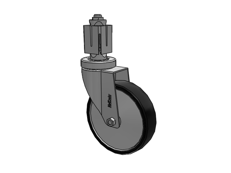 Stainless Steel Hospital Square Nylon Expanding Adapters Caster with 5 x 1.25 Polyurethane TPU Wheel