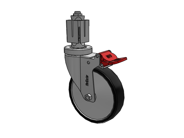 Stainless Steel Hospital Square Nylon Expanding Adapters Caster with 5 x 1.25 Polyurethane TPU Wheel Total Lock