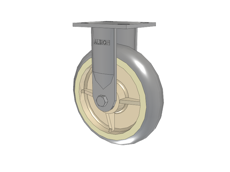 18 Series Top Plate Rigid Caster with 8 x 2 Grey Tread on Grey Core XR - Performa - Prevenz Antimicrobial Wheel