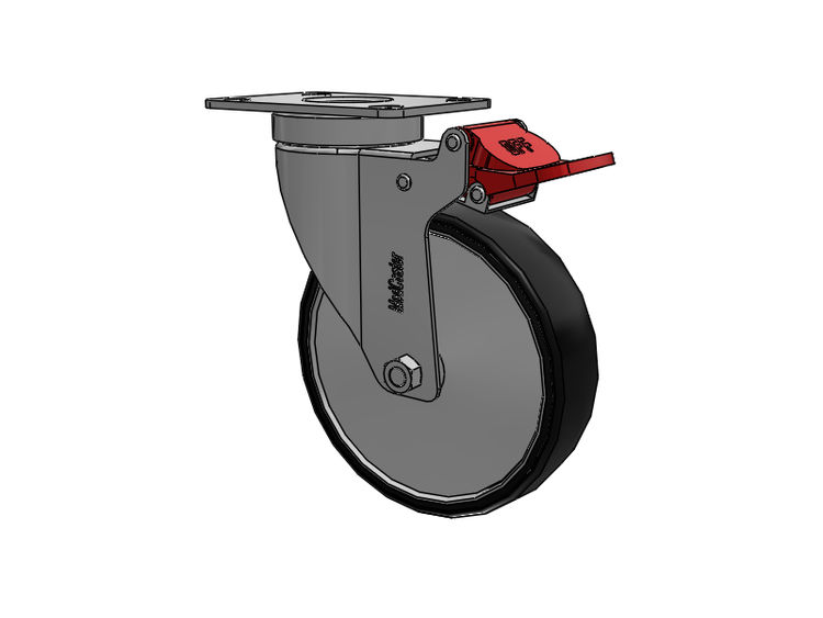 Stainless Steel Hospital Top Plate Swivel Caster with 5 x 1.25 Polyurethane TPU Wheel and Total Lock Brake