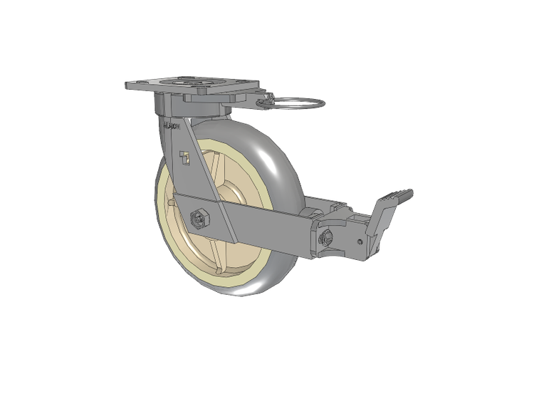 18 Series Top Plate Swivel Caster with 8 x 2 Grey Tread on Grey Core XR - Performa - Prevenz Antimicrobial Wheel and Face Brake
