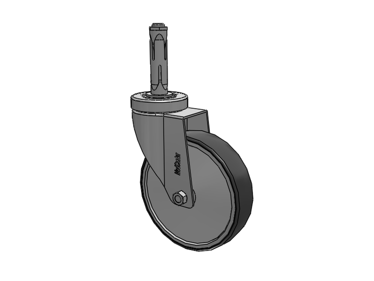Stainless Steel Hospital Round Nylon Expanding Adapters Caster with 5 x 1.25 Thermoplastic Rubber Wheel