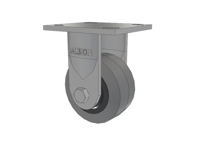 18 Series Top Plate Rigid Caster with 4 x 2 Grey Tread on Grey Core XS - Performa X-tra Soft Rubber (Flat) - Prevenz Antimicrobial Wheel