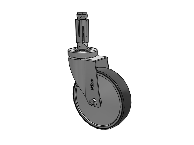 Stainless Steel Hospital Square Nylon Expanding Adapters Caster with 5 x 1.25 Thermoplastic Rubber Wheel
