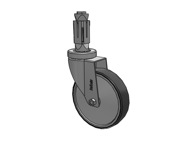 Stainless Steel Hospital Square Nylon Expanding Adapters Caster with 5 x 1.25 Thermoplastic Rubber Wheel