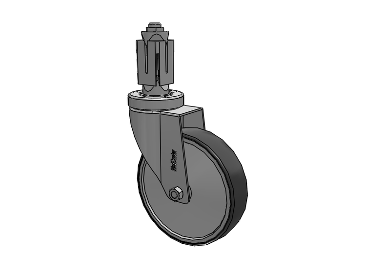 Stainless Steel Hospital Square Nylon Expanding Adapters Caster with 5 x 1.25 Thermoplastic Rubber Wheel