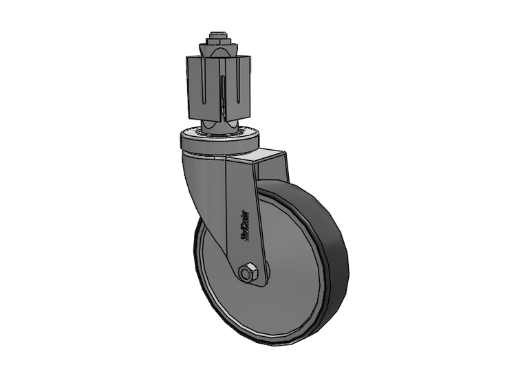 Stainless Steel Hospital Square Nylon Expanding Adapters Caster with 5 x 1.25 Thermoplastic Rubber Wheel