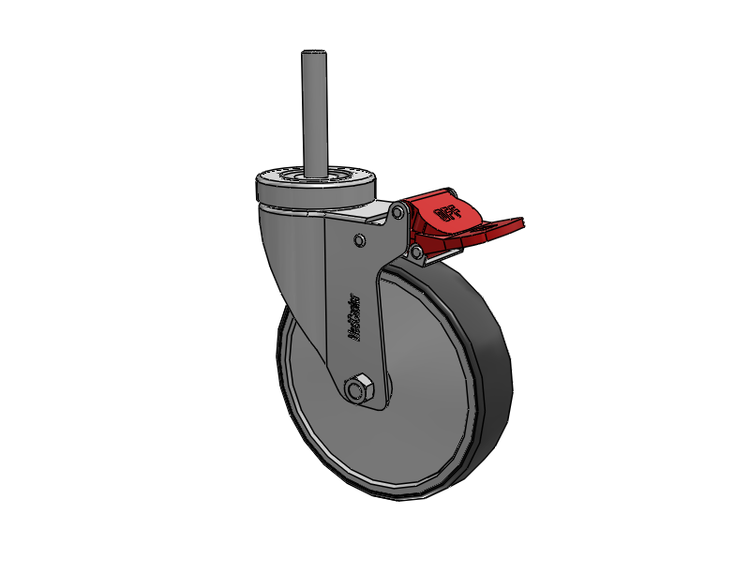 Stainless Steel Hospital Threaded Stem Caster with 5 x 1.25 Thermoplastic Rubber Wheel and Total Lock Brake