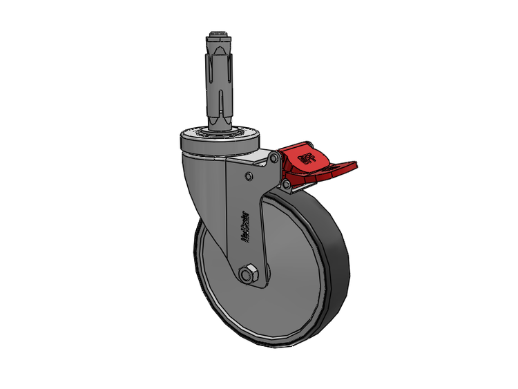 Stainless Steel Hospital Round Nylon Expanding Adapters Caster with 5 x 1.25 Thermoplastic Rubber Wheel Total Lock