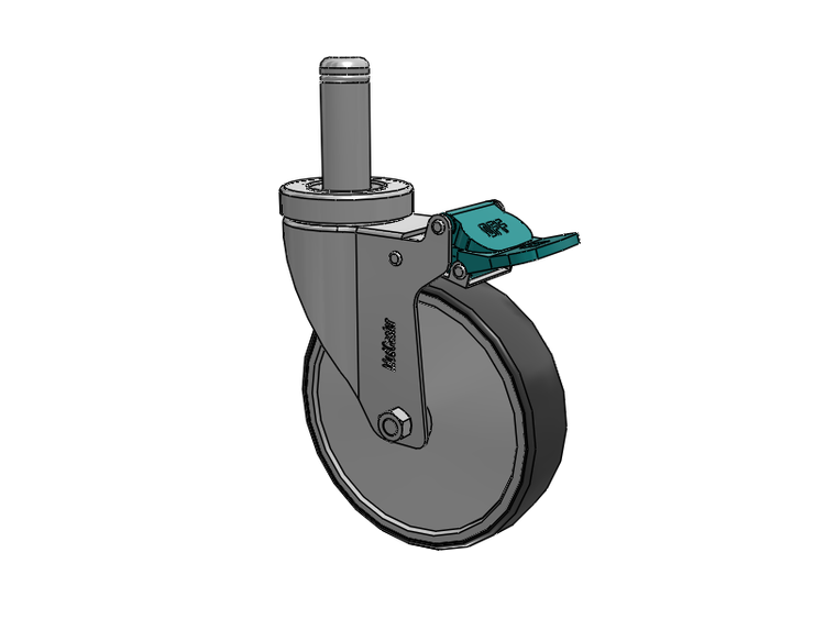 Stainless Steel Hospital Grip Ring Stem Caster with 5 x 1.25 Thermoplastic Rubber Wheel and Directional Lock Brake