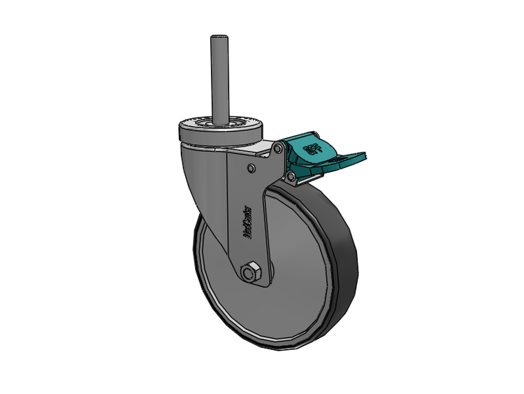 Stainless Steel Hospital Threaded Stem Caster with 5 x 1.25 Thermoplastic Rubber Wheel and Directional Lock Brake