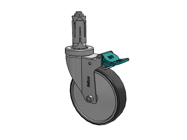 Stainless Steel Hospital Round Nylon Expanding Adapters Caster with 5 x 1.25 Thermoplastic Rubber Wheel Directional Lock