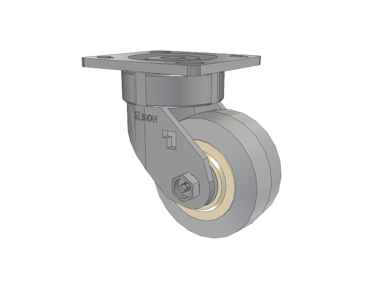 18 Series Top Plate Swivel Caster with 4 x 2 Grey Tread on Grey Core XS - Performa X-tra Soft Rubber (Flat) - Prevenz Antimicrobial Wheel