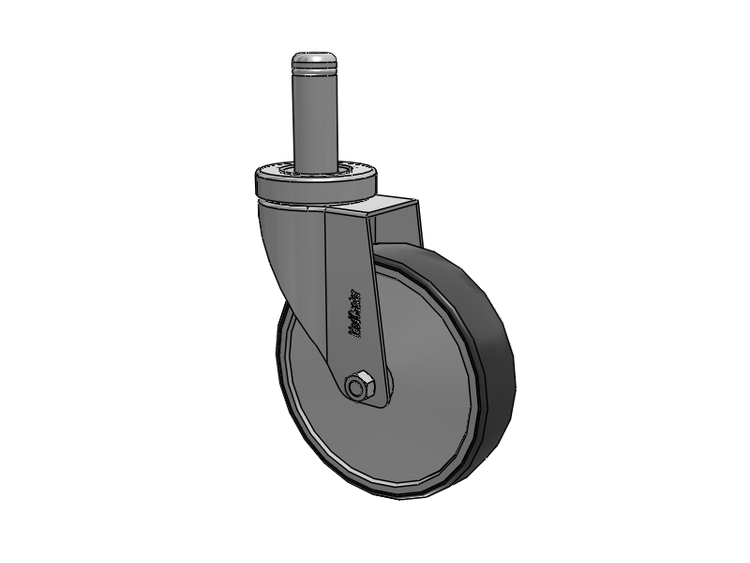 Stainless Steel Hospital Grip Ring Stem Caster with 5 x 1.25 Thermoplastic Rubber Wheel