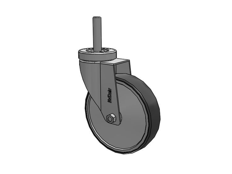 Stainless Steel Hospital Threaded Stem Caster with 5 x 1.25 Thermoplastic Rubber Wheel