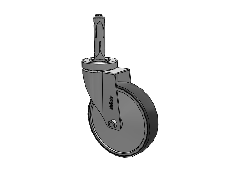 Stainless Steel Hospital Round Nylon Expanding Adapters Caster with 5 x 1.25 Thermoplastic Rubber Wheel