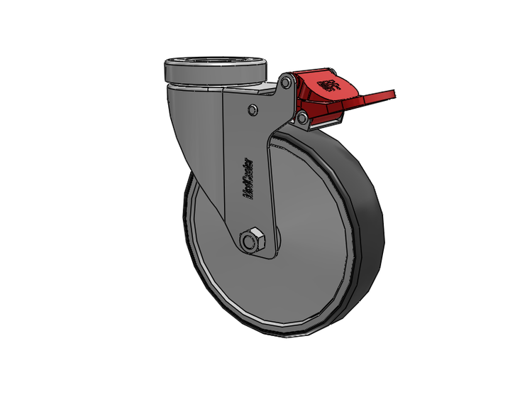 Stainless Steel Hospital Hollow Kingpin Swivel Caster with 5 x 1.25 Thermoplastic Rubber Wheel and Total Lock Brake