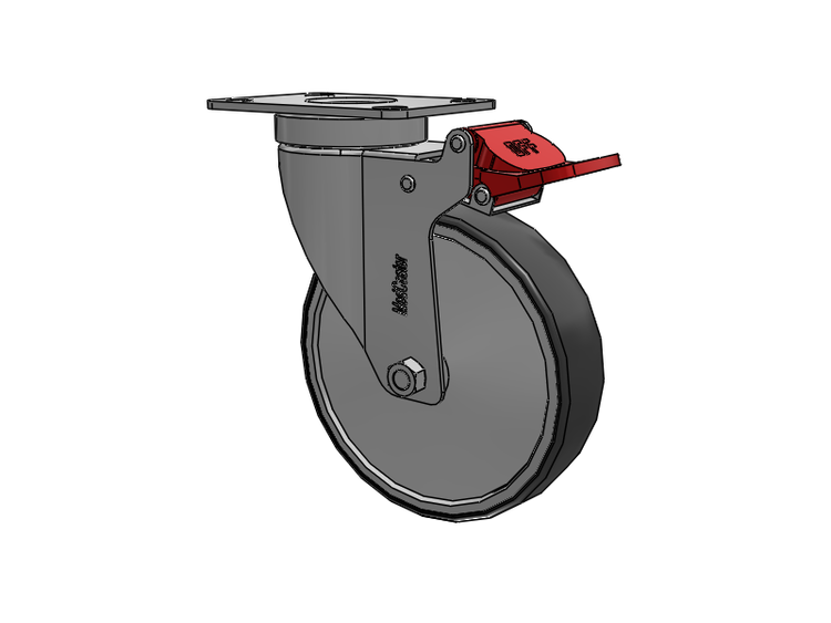 Stainless Steel Hospital Top Plate Swivel Caster with 5 x 1.25 Thermoplastic Rubber Wheel and Total Lock Brake