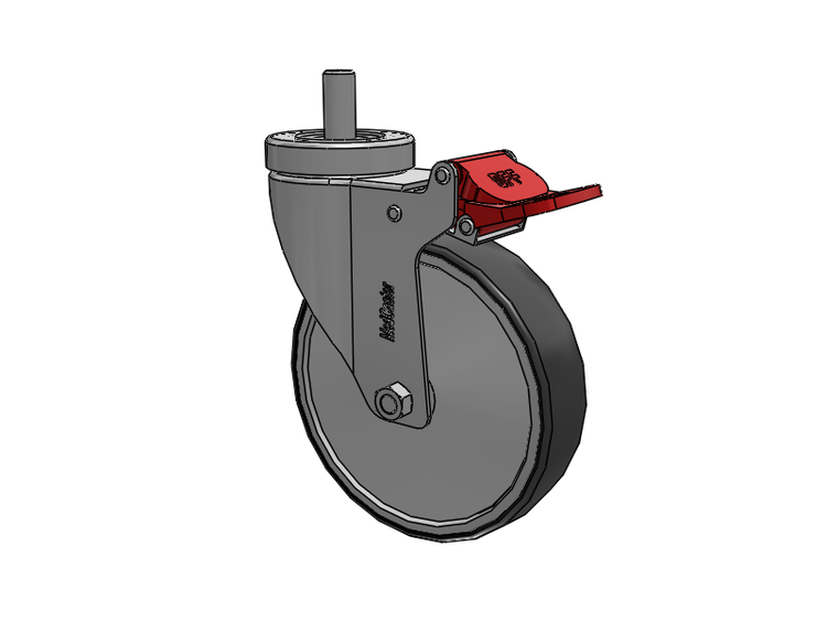 Stainless Steel Hospital Threaded Stem Caster with 5 x 1.25 Thermoplastic Rubber Wheel and Total Lock Brake
