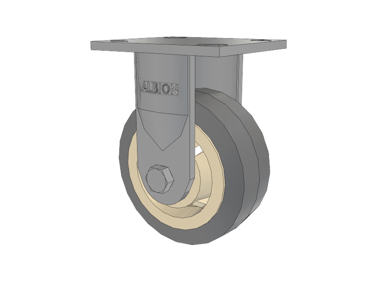 18 Series Top Plate Rigid Caster with 5 x 2 Grey Tread on Grey Core XS - Performa X-tra Soft Rubber (Flat) - Prevenz Antimicrobial Wheel