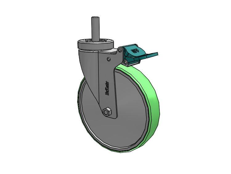 Stainless Steel Hospital Threaded Stem Caster with 6 x 1.25 Antimicrobial Rubber Wheel and Directional Lock Brake