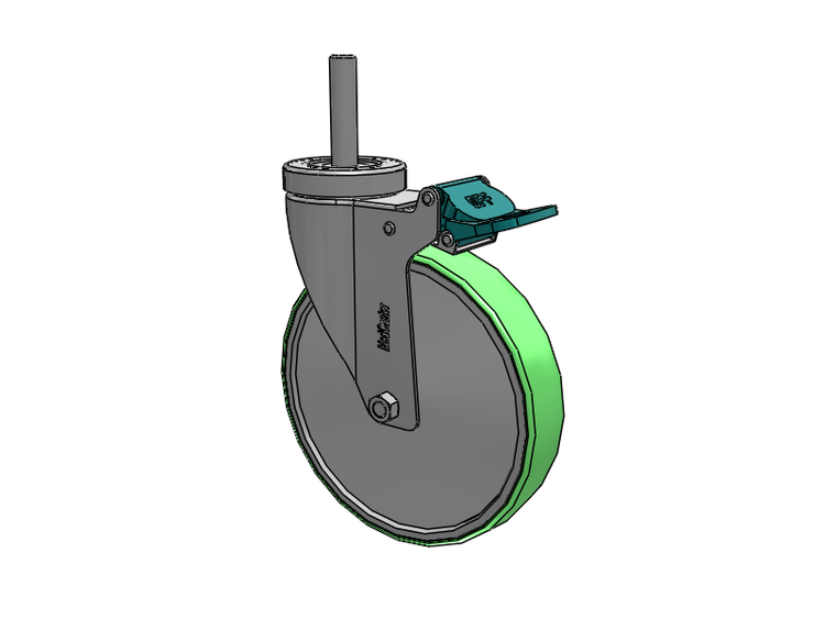 Stainless Steel Hospital Threaded Stem Caster with 6 x 1.25 Antimicrobial Rubber Wheel and Directional Lock Brake